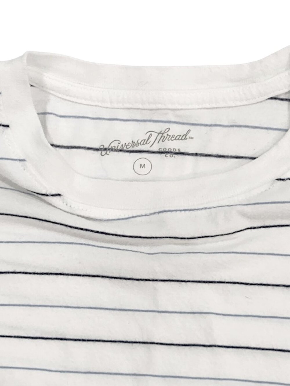 Universal Thread Striped Tee White Black Blue Short Sleeve Top Medium - Picture 3 of 4